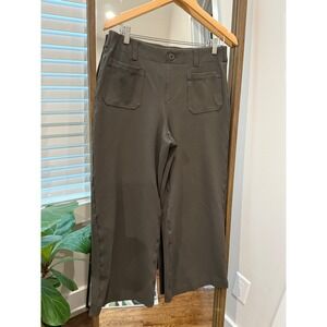 LOFT Outlet Women's Green Wide Leg Crop Pants Size M Soft Pull On Dress Yoga EUC